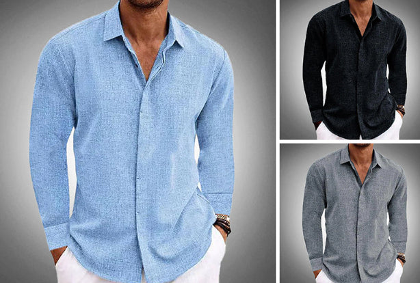 Men's Cotton Linen Long Sleeve Shirt