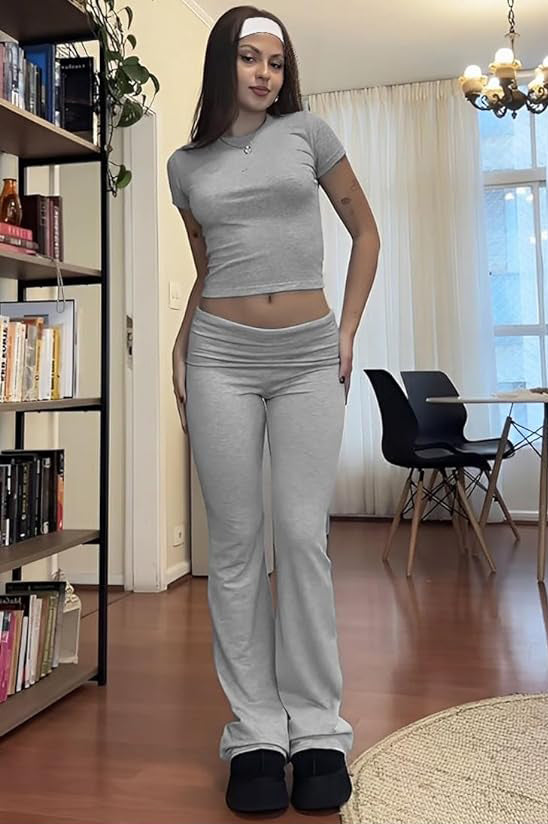 Women's Slim Fit Two-Piece Set — Flared Pants