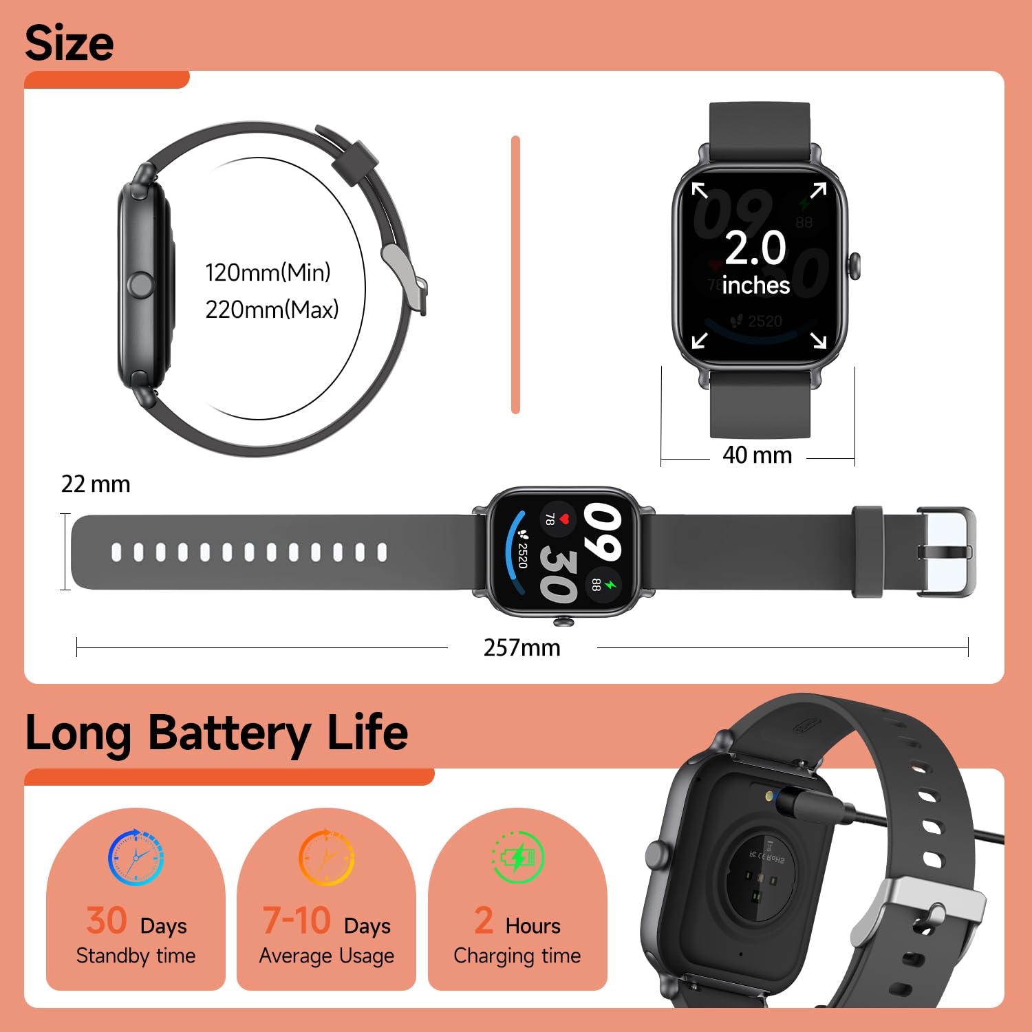 Smart Health & Fitness Watch — 2.0" HD Display