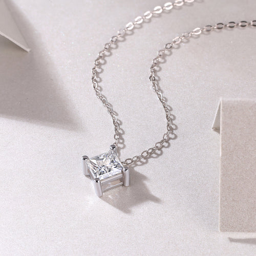 1Keep The Luxury Fashion Diamond Pendant Necklace Set With Mosan Diamond Silver Ornaments Prohibit