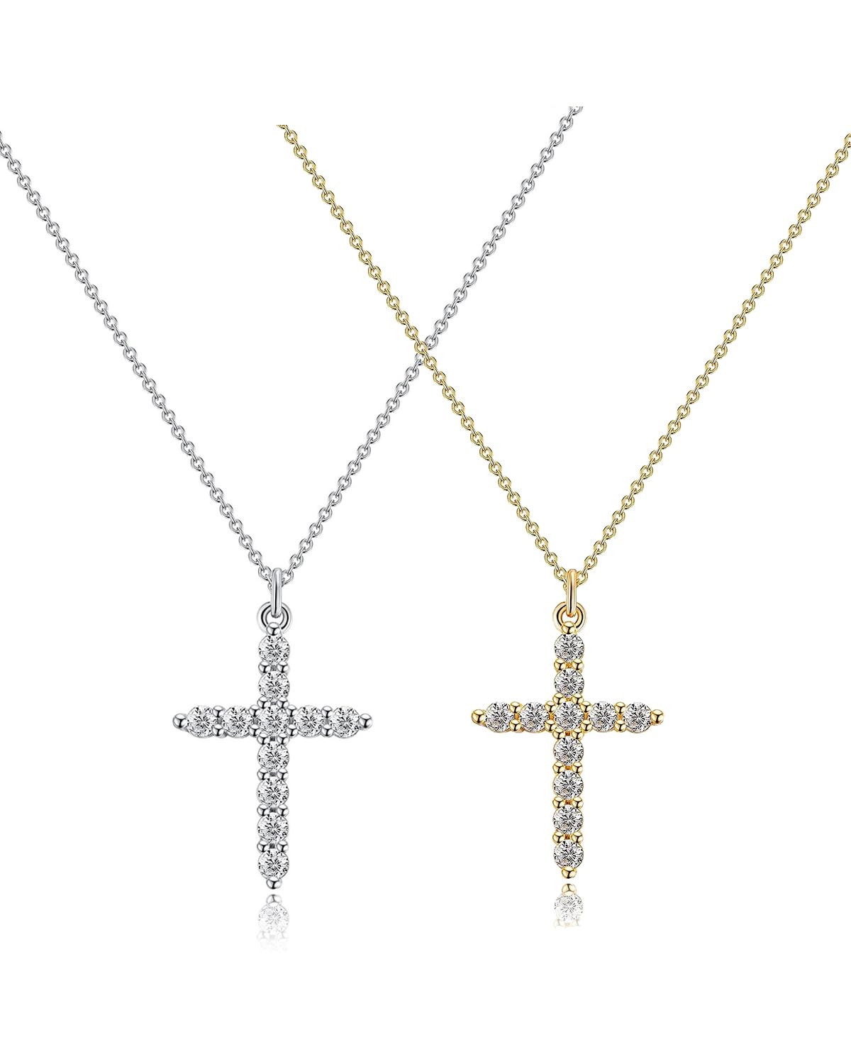 Cross Necklace for Women 2 Set Gold/Silver