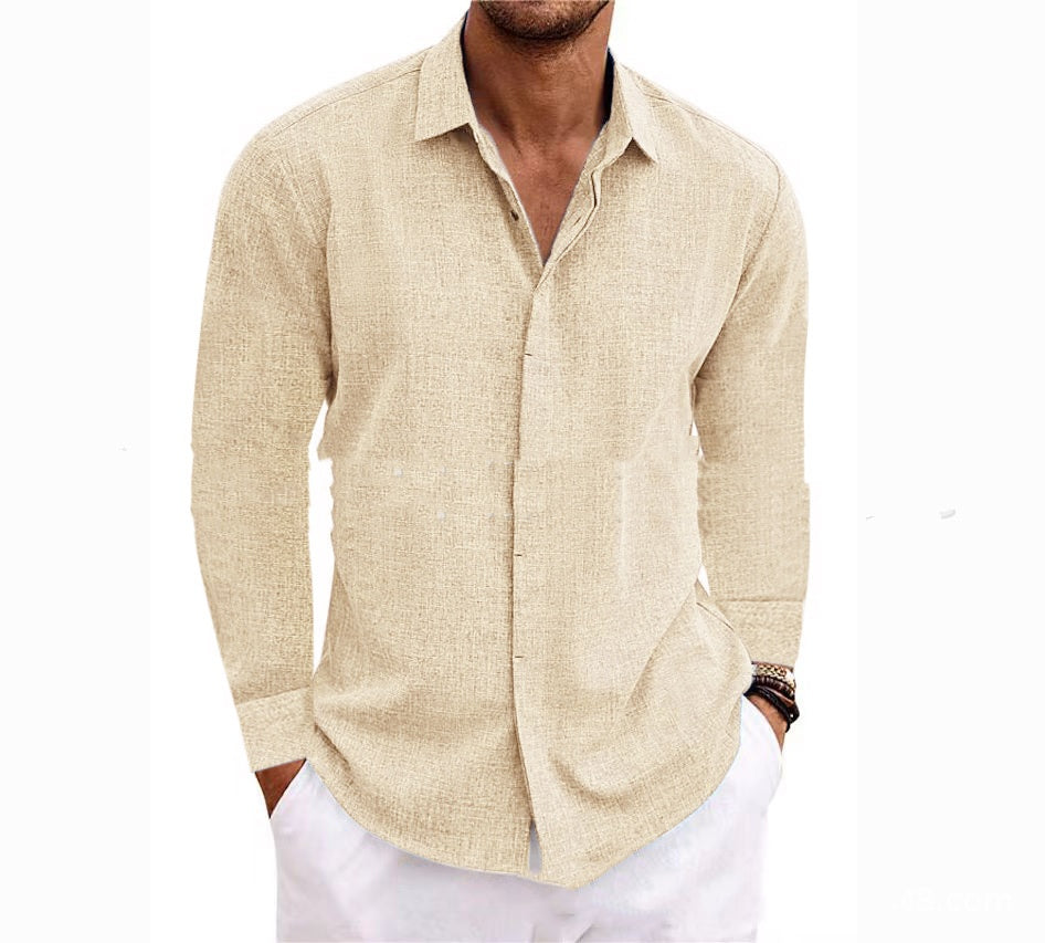 Men's Cotton Linen Long Sleeve Shirt