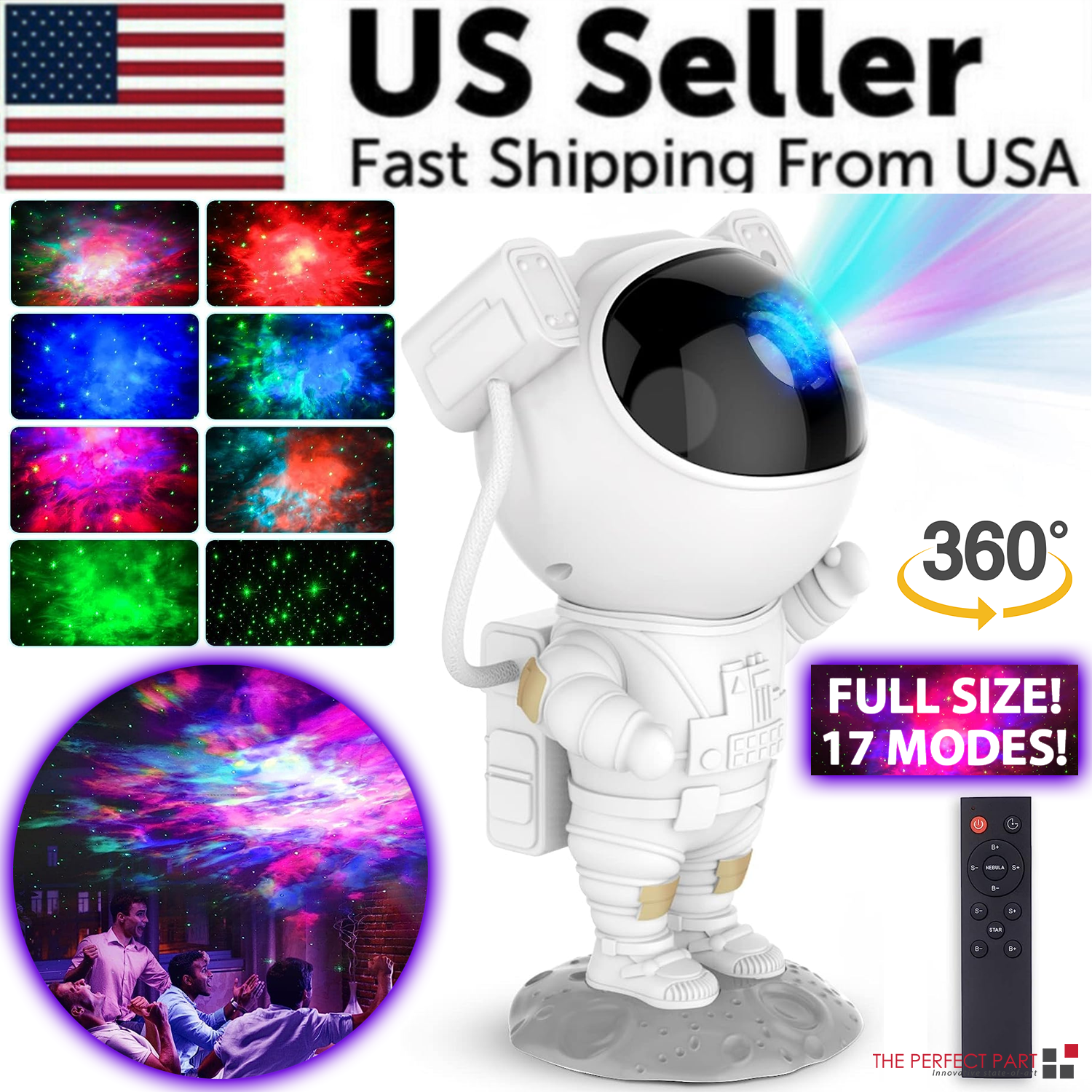 Galaxy Star Projector — Astronaut Night Light