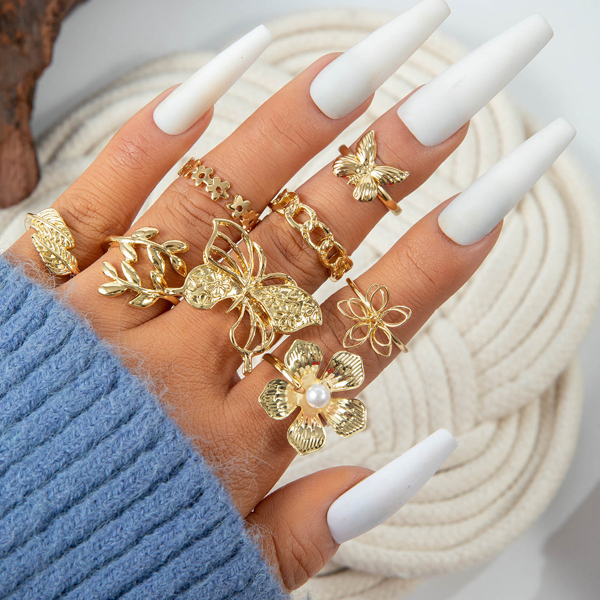 Adjustable Butterfly Ring Set