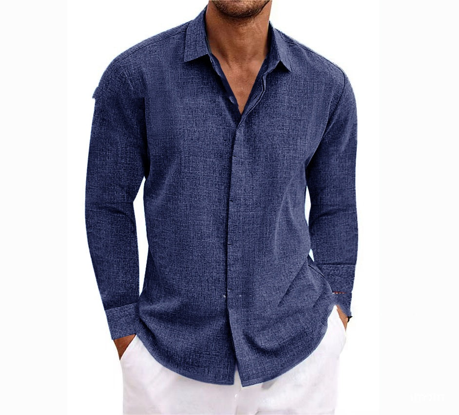 Men's Cotton Linen Long Sleeve Shirt