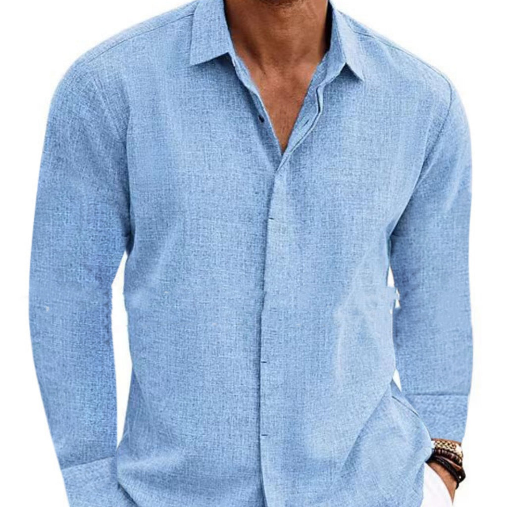 Men's Cotton Linen Long Sleeve Shirt