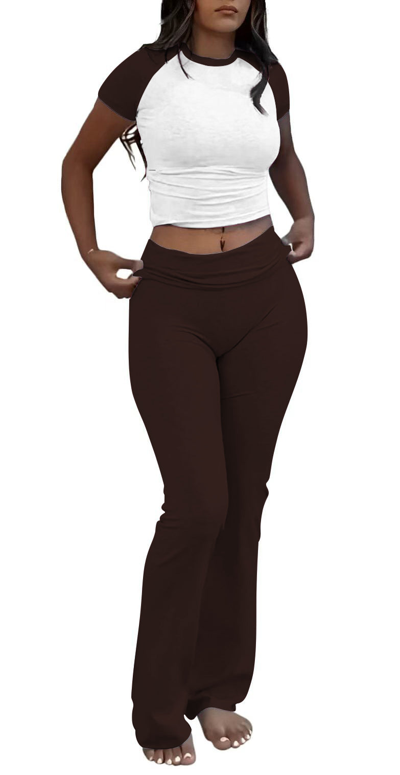 Women's Slim Fit Two-Piece Set — Flared Pants