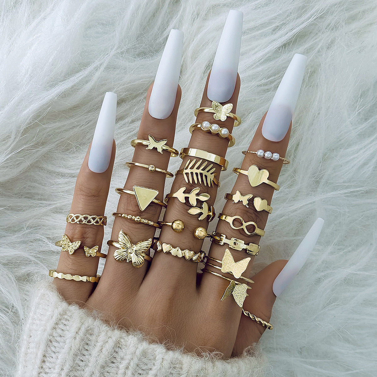Adjustable Butterfly Ring Set