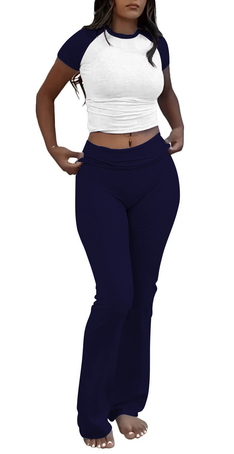 Women's Slim Fit Two-Piece Set — Flared Pants